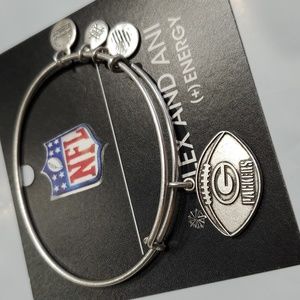 Alex and Ani NFL Green Bay Packers Silvertone Football bracelet